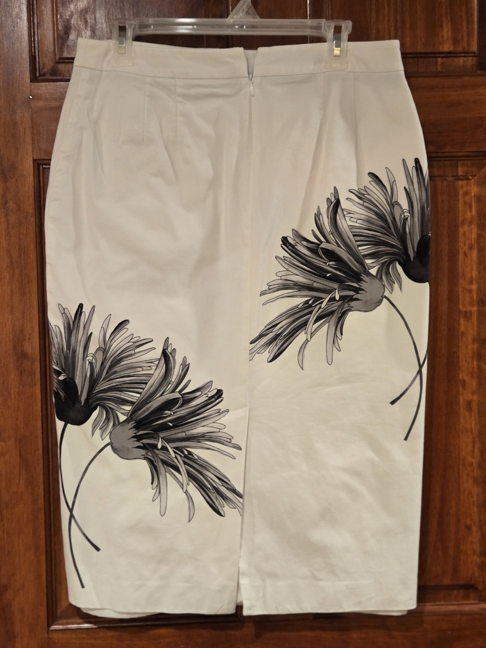 Talbots White A-Line Skirt with Black Print